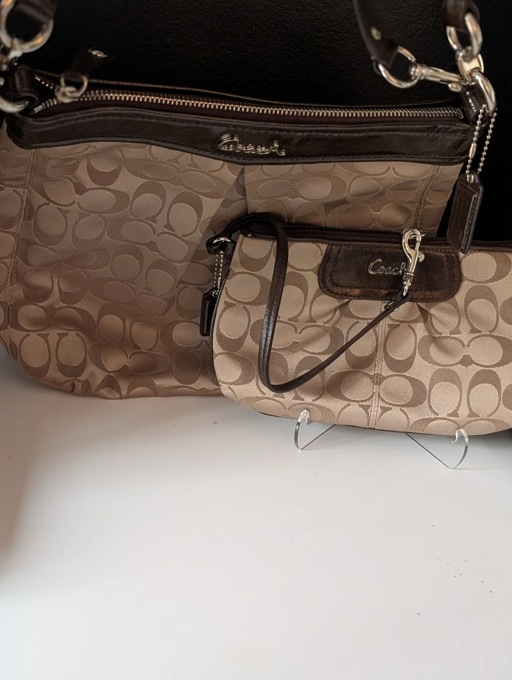 Coach Signature Ashley Crossbody Satchel and Matching Wristlet